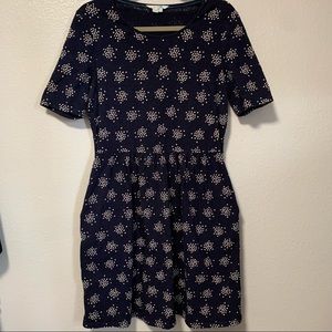 Boden short sleeve dress size 10 blue and cream